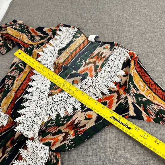 SHOP WTD Romper Crochet Detail Lightweight Medium Low V-Neck Wide Sleeves - Picture 9 of 12